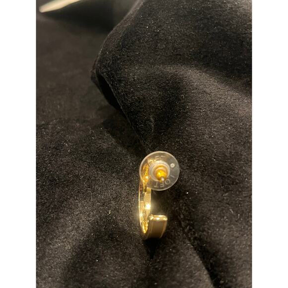 NWT Ann Taylor Loft Brown Enamel and Gold 1" Hoop Earrings with post-back - Picture 5 of 8